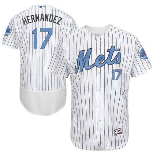 Mets #17 Keith Hernandez White(Blue Strip) Flexbase Authentic Collection Father's Day Stitched MLB Jersey - Click Image to Close